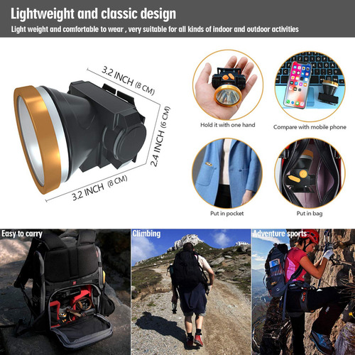 Linterna Frontal Led Recargable Impermeable Para Acampar