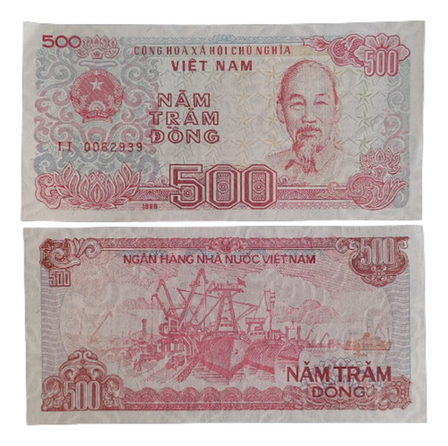 Cédula 500 Dong Vietnâ 1988 Original! Flor De Estampa