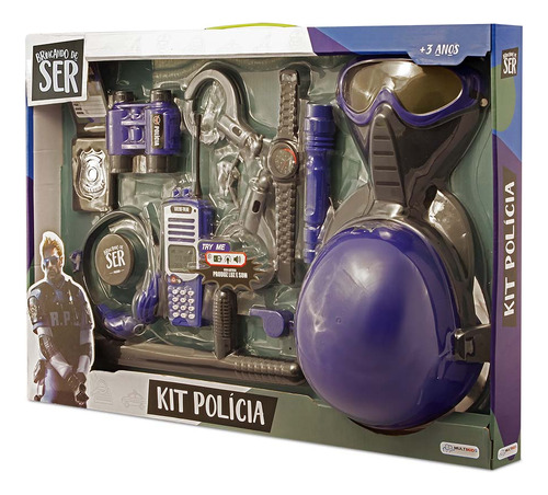 Brincando De Ser Kit Policia Com Capacete Multikids Br965