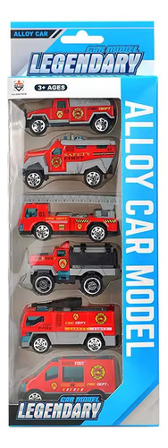 Set 6x Camiones De Bomberos Escalera Sisterna