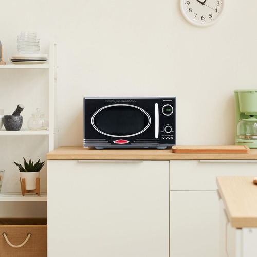 Horno Microondas Retro Grande 800w Pantalla Digital Negra