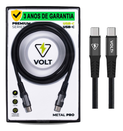 Cabo Volt Metal Ultra Rapido Tipo C / Tipo C Garantia 3 Anos