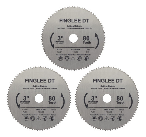 Finglee Dt 3 Hojas De Sierra Circular Hss De 3 Pulgadas Y 2.