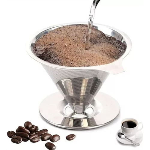 Filtro De Café Coador Inox 104 Grande Reutilizável Pour Over
