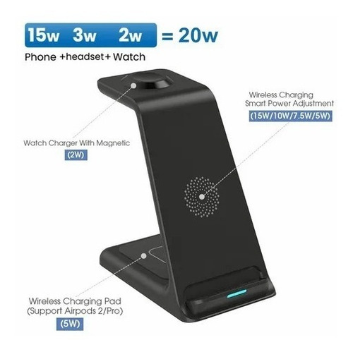 Imagen 4 de 7 de Estación Carga Rápida Para 3 En 1 iPhone/apple Watch/AirPods