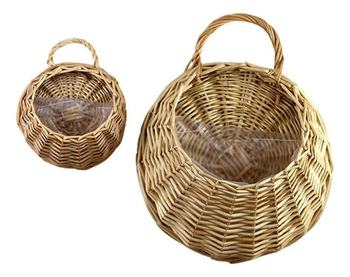 (m-p) Cesta Tejida De Mimbre Natural Para Colgar En La Pared