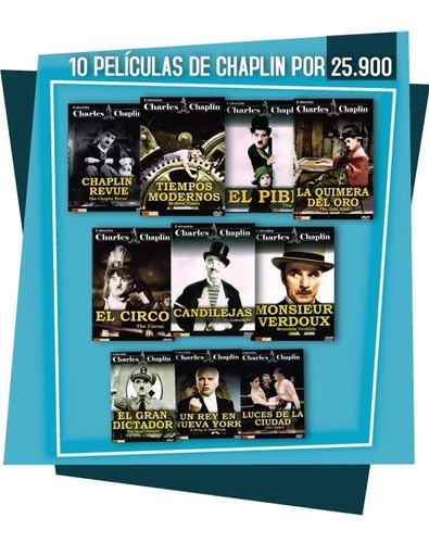 Colección 10 Películas De Charles Chaplin (10 Discos Dvd)