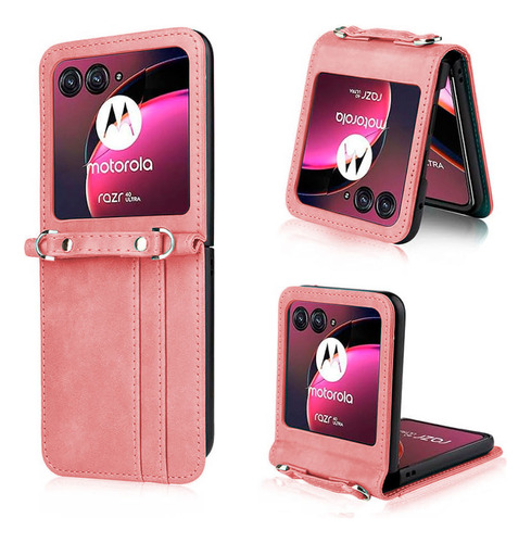 Protector Para Motorola Razr 40 Ultra Billetera Rosa