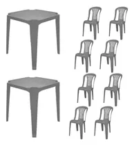 Comprar Jogo Com 2 Mesa Jantar Quadrada E 8 Cadeiras Plastico 182kg