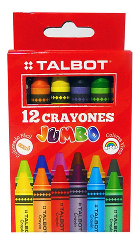 Crayones De Cera Escolares Talbot Jumbo 12 Colores