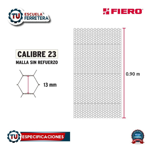 Malla Acero Galvanizado Hexagonal 13 Mmx0.90 M Fiero 44655