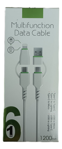 Cable De Datos Multifuncional Usb Tipo C Lightning 6 En 1