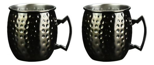 Set 2 Vasos Negros Mug Jarra  Moscow Mule + Bombillas Inox