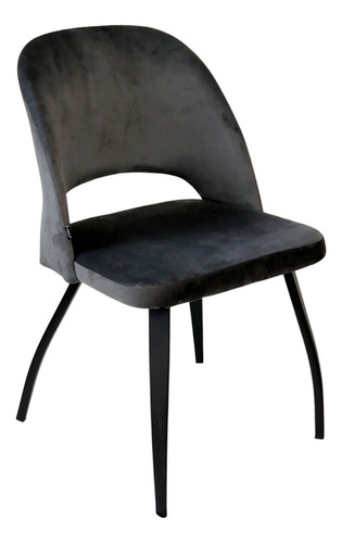 Silla De Comedor Pana Gris Oscuro Lotus Pata Negra Tapizada