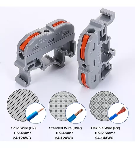 20 Clemas Conectores Electricos Tipo Wago Palanca Riel Din