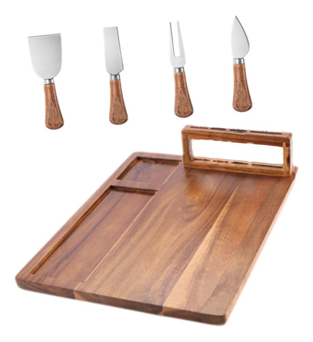 Tablero De Quesos De Bambú Y Cuchillos Play Platter Board