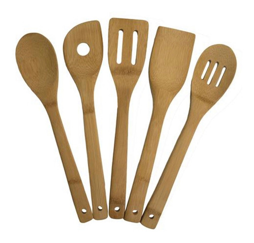  Utensilios De Cocina De Bambú Set De 5 Pzas Envío Gratis