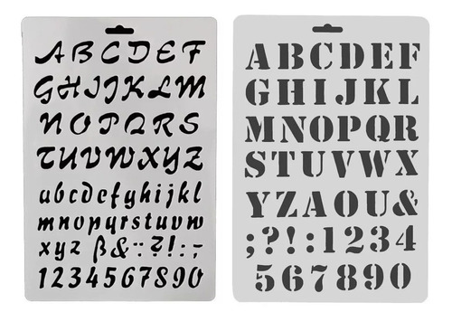 Alfabeto Stencil Estêncil Letras Cursivas Com Números 2un