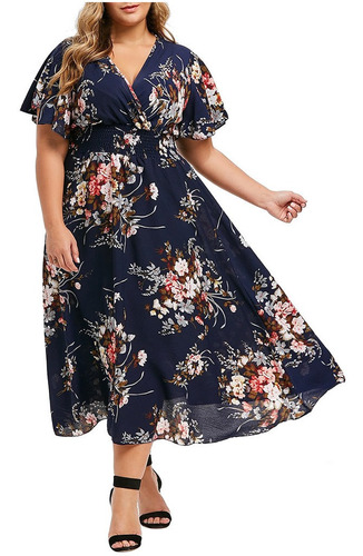 O Plus Vestido De Mujer De Talla Grande Con Estampado Floral