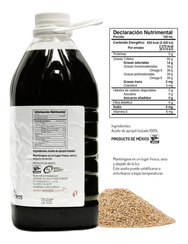 Imagen 2 de 6 de Aceite De Ajonjoli Tostado Ines 3.78 Lts