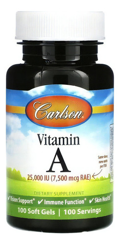Carlson Labs Vitamina A 25,000 Iu, 100 Softcaps Sabor N/a