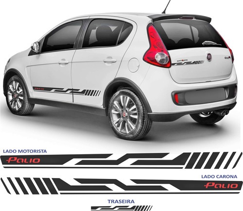 Adesivo Lateral Fiat Novo Palio Attractive Essence Sporting