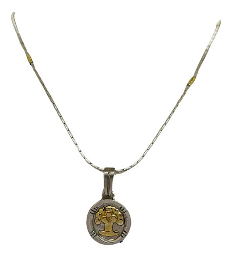 Cadena Plata Y Oro + Medalla C/árbol De La Vida(c492)