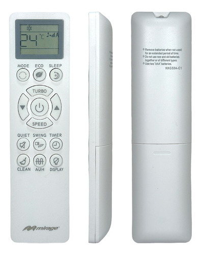 Control Remoto Ac Mirage Nex Minisplit Kkg33a-c1 +funda Pila