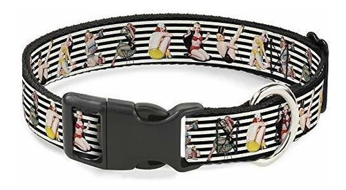 Cat Collar Breakaway Pin Up Girl Poses Stripe Black White 8 