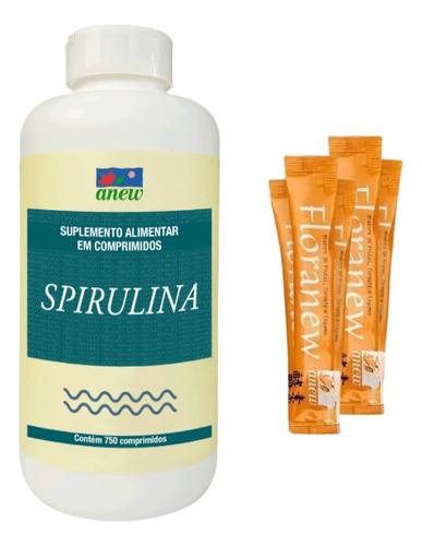 Spirulina Anew 750 Comprimidos + 10 Floranew Sachês Brinde