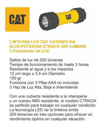 Imagen 2 de 6 de Linterna Led Alta Potencia Cat Caterpilar Ctracknb 200 Lumen
