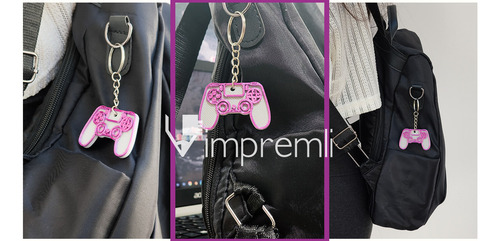 Llavero Tipo Control Videojuegos Gamer Impremli Color Blanco/Magenta
