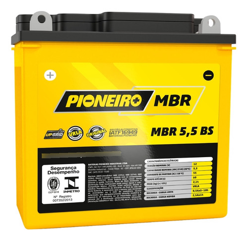 Bateria Moto Pioneiro Mbr5.5-bs 12v 5.5a/h