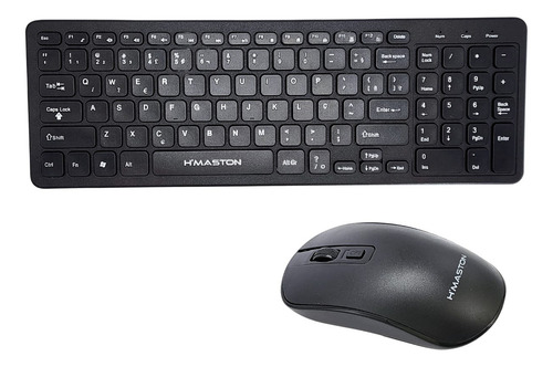 Kit Teclado E Mouse Sem Fio Ultrafino Ergonômico 2.4g Cores Mouse Preto Teclado Preto