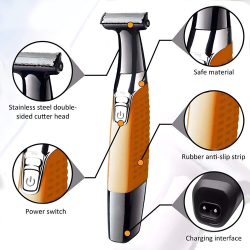 Kemei Km-1910 Barbeador Laranja Sem Fio Usb 3w Laranja