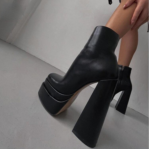 Botines Plataforma Mujer Botas Cortas Tacón Alto Grueso