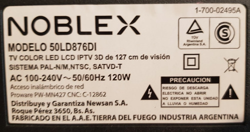 Placas Cof Tv Noblex 50ld876di (t500hvd04.0 Xl) (Usado)