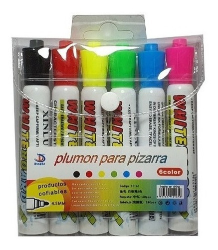 Imagen 2 de 2 de Marcador Plumón De Pizarra Blanca Acrílica 6 Colores