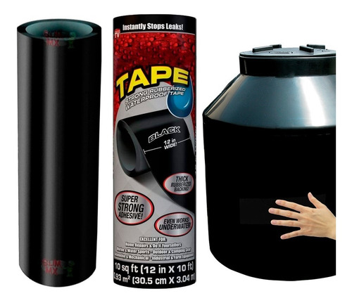 Cinta Flex Tape Resistente Al Agua Fuerte Para Fugas Vs Agua Color Negro