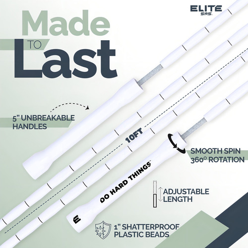 Elite Srs; Do Hard Things, Cuerda De Saltar Con Cuentas . Color Blanco/blanco