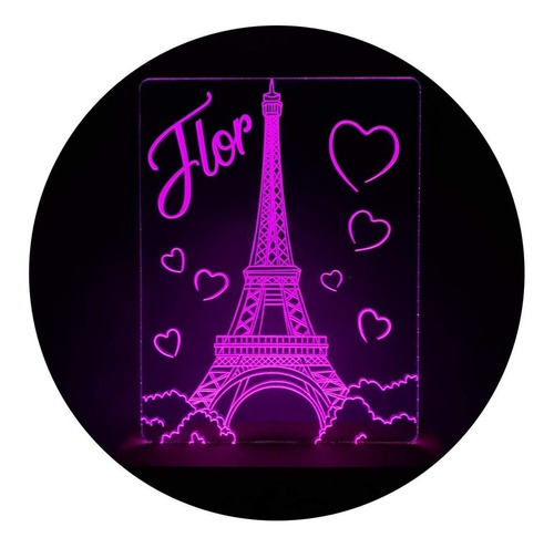 Lámpara Acrílico Led Torre Eiffel 220v Regalo
