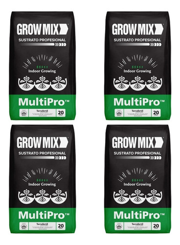 Combo Promo Sustrato Tierra Growmix Multipro 20l Pack X4u