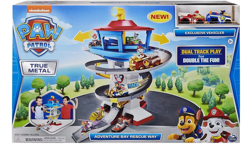 Paw Patrol Torre Pista Bahía Aventura True Metal 2 Vehiculos