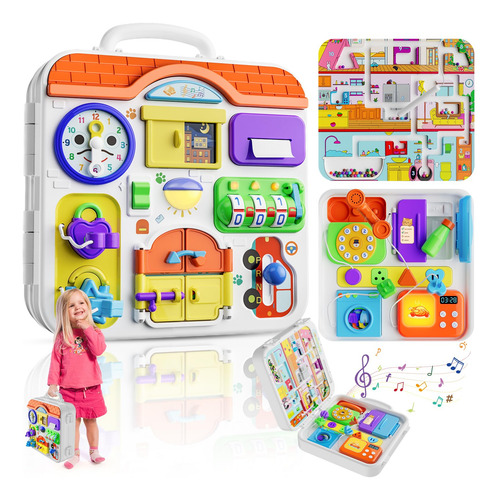 Montessori Busy Board Innosky Por 1-3 Anos Com 15 Atividades