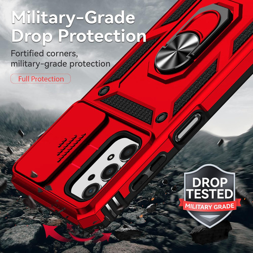Funda Para Galaxy A13/m13 5g Uso Rudo Cámara Carcasa+mica Rojo Samsung Galaxy A04s/a13 5g/m13 5g/a04 4g