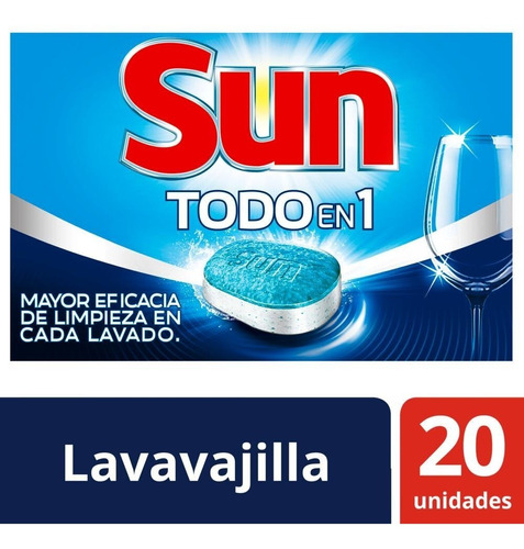 Sun Tabletas Para Maquina Lavavajilla 3 En 1 X 20 Un