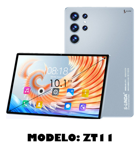 Tableta Android Tablet 10.1'' 16+512gb Con Teclado 2 Sim Gps Color Gris Claro