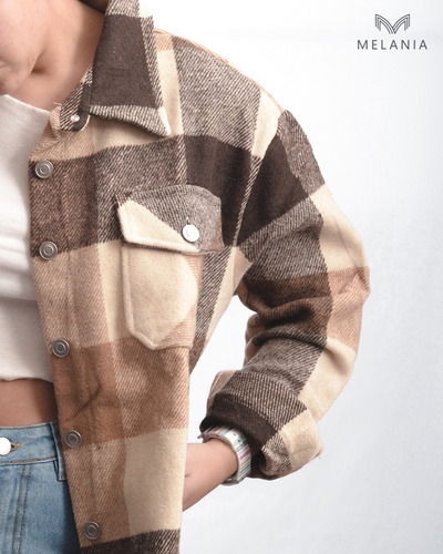 Imagen 3 de 5 de Leñadora Tartan Sobrecamisa Abrigada Invierno Mujer Moda