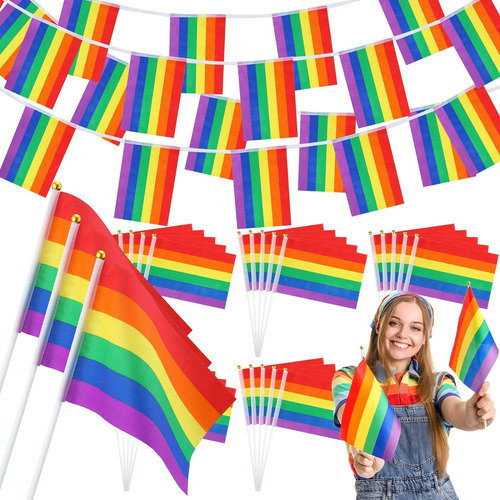10 Pack Banderines Pride Orgullo Gay Lgbt Bandera Arcoiris