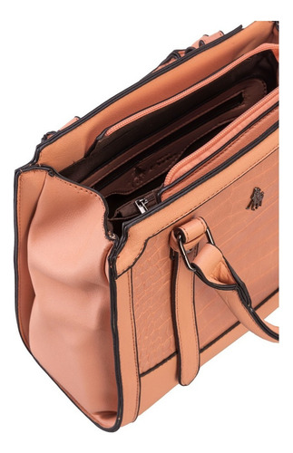 Bol Sa Double Handle Hpc Polo Efecto Reptil Y Logo Color Rosa Diseño De La Tela Liso